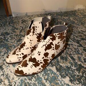 Cow Print Ankle Boots
